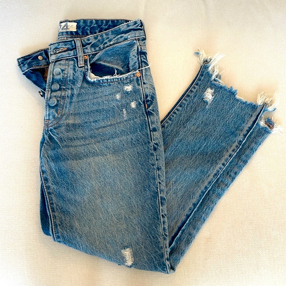 Free People Distressed Frayed Jean